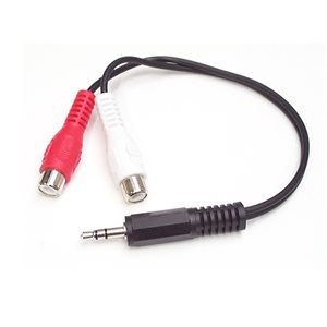 CABLE AUDIO 1/8 MALE A 2 X RCA FEMELE DE 6 POUCES