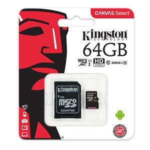 CARTE MÉMOIRE MICRO SDXC KINGSTON 64GO
