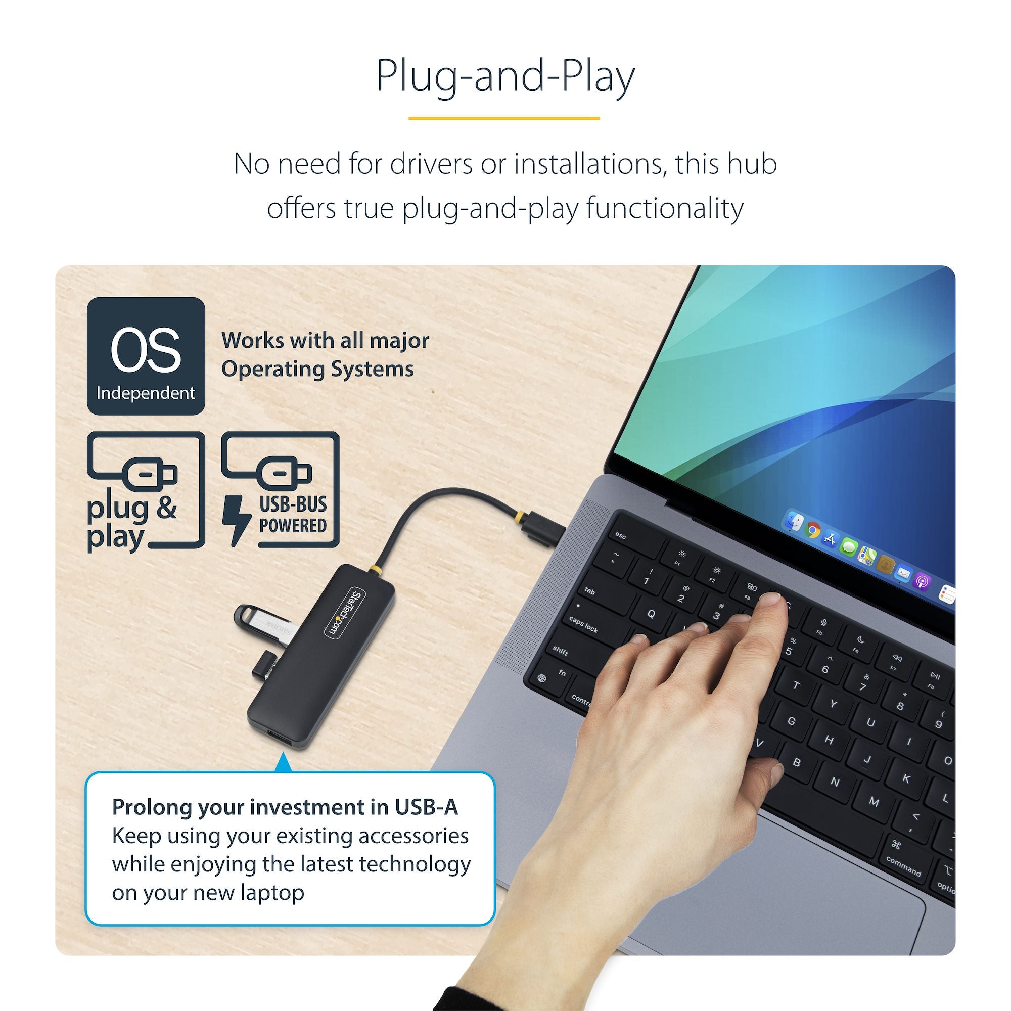HUB USB-C > USB-A 3.2 STARTECH 4 PORTS (PC/MAC)
