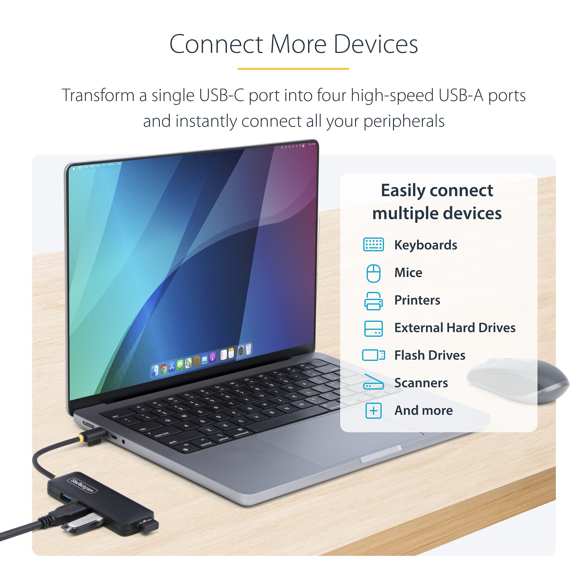 HUB USB-C > USB-A 3.2 STARTECH 4 PORTS (PC/MAC)
