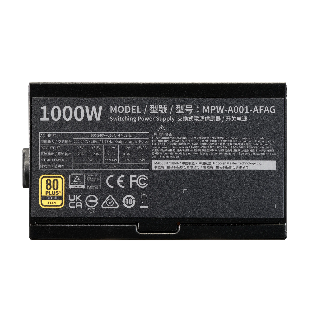 BLOC D'ALIMENTATION CM ELITE 1000W GOLD (F-MODULAIRE, NOIR)