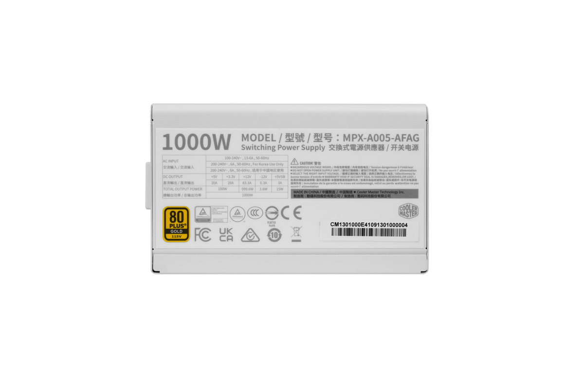 BLOC D'ALIMENTATION CM ELITE 1000W GOLD (F-MODULAIRE, BLANC)
